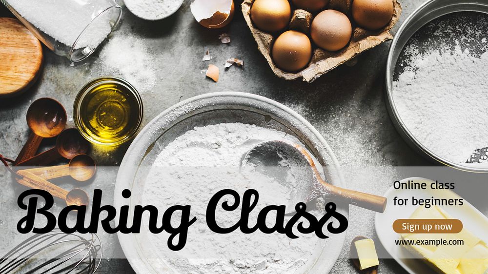 Baking class  blog banner template, editable text