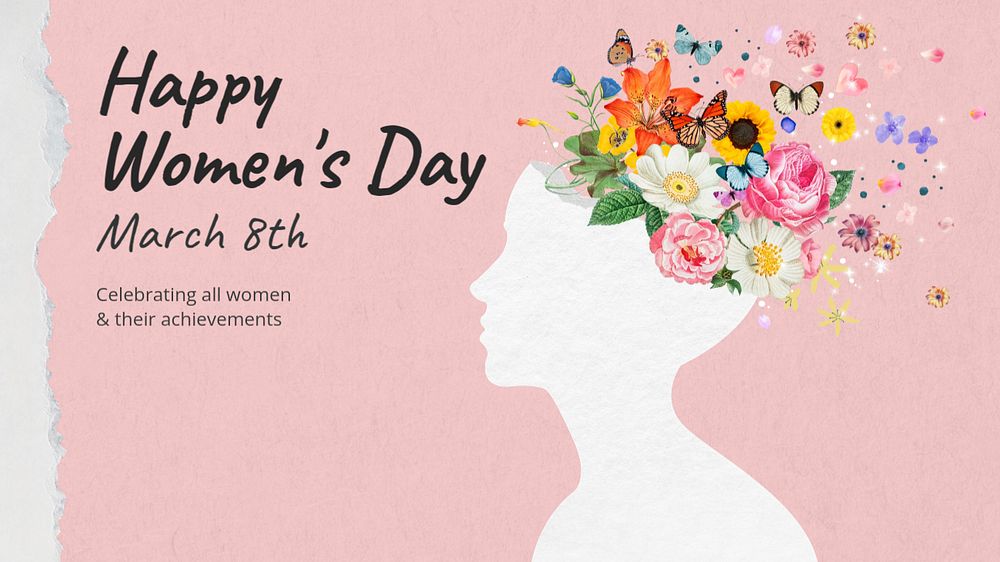 Women's day blog banner template, editable text