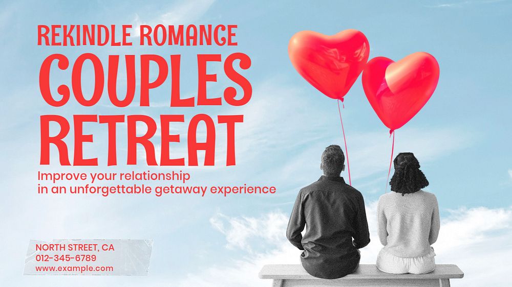 Couples retreat  blog banner template, editable text