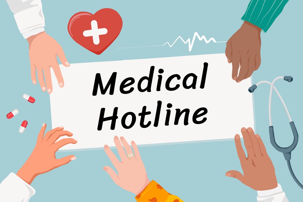 Medical hotline diverse hands, health & wellness editable remix