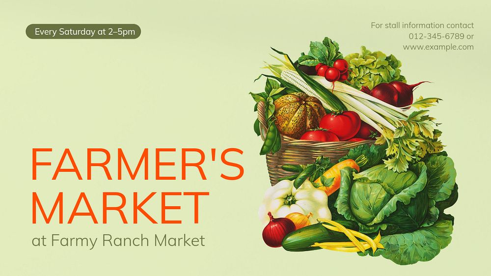 Farmer's market blog banner template, editable text