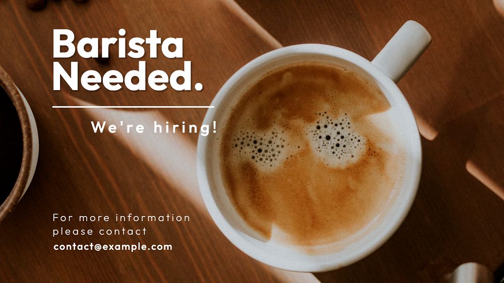 Barista needed  blog banner template, editable text