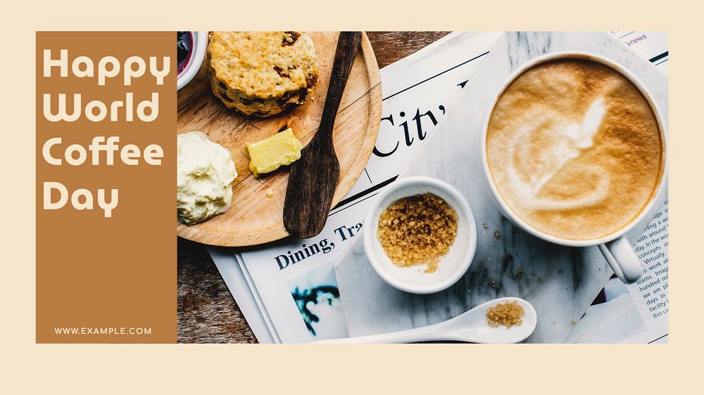 World coffee day blog banner template, editable text