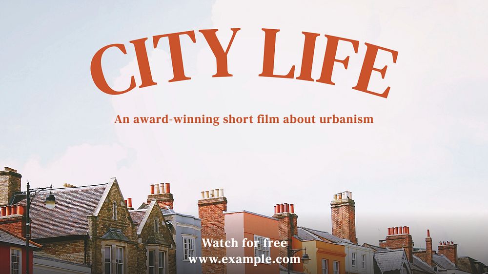 City life film blog banner template, editable text