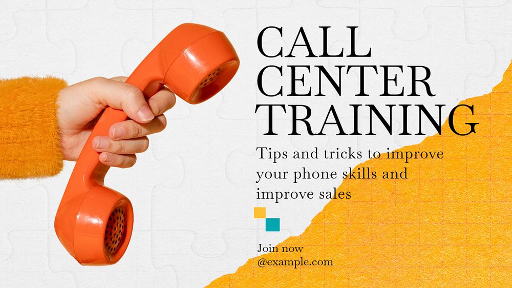 Call center training blog banner template, editable text