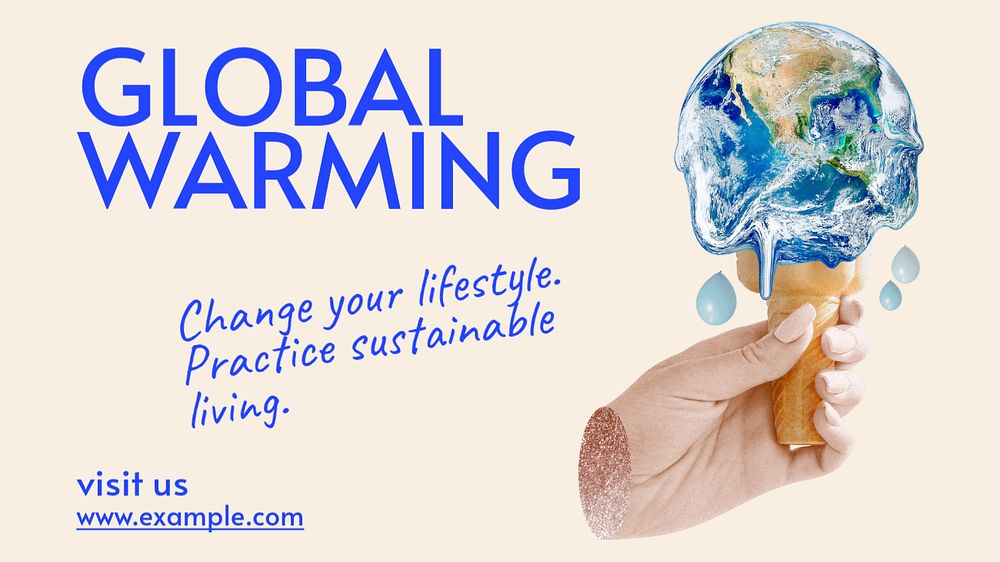 Global warming blog banner template, editable text