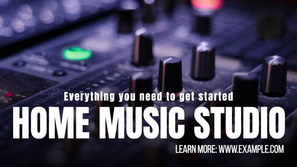 Home music studio  blog banner template, editable text