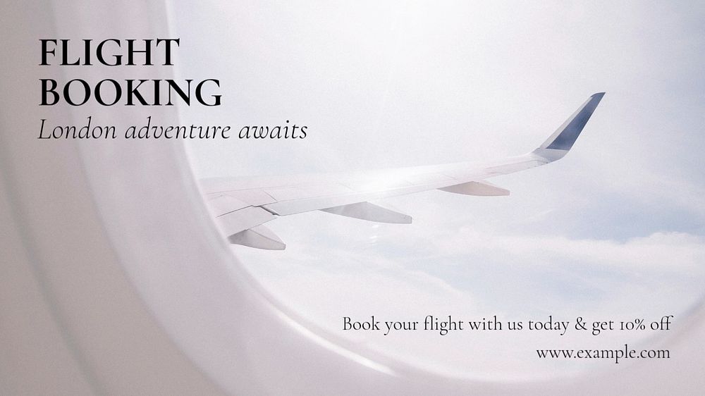 Flight booking  blog banner template, editable text