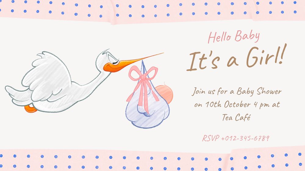 Baby shower blog banner template, editable text