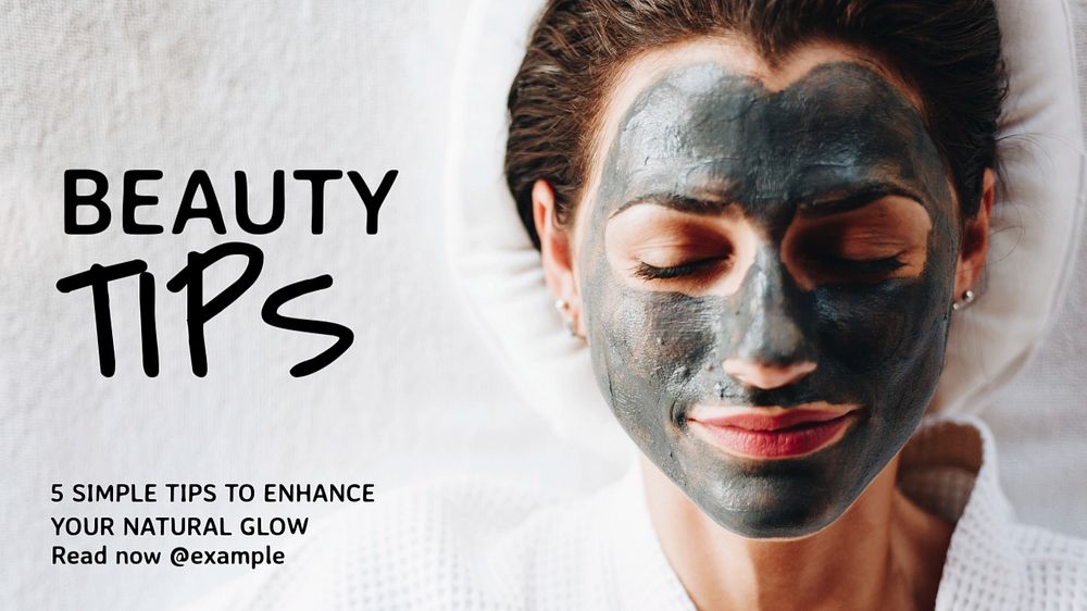 Beauty tips  blog banner template, editable text