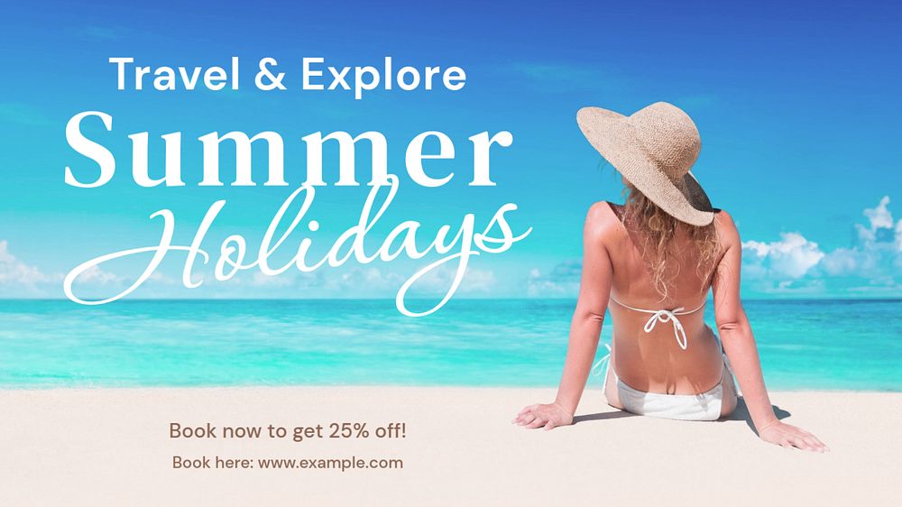 Summer trip  blog banner template, editable text