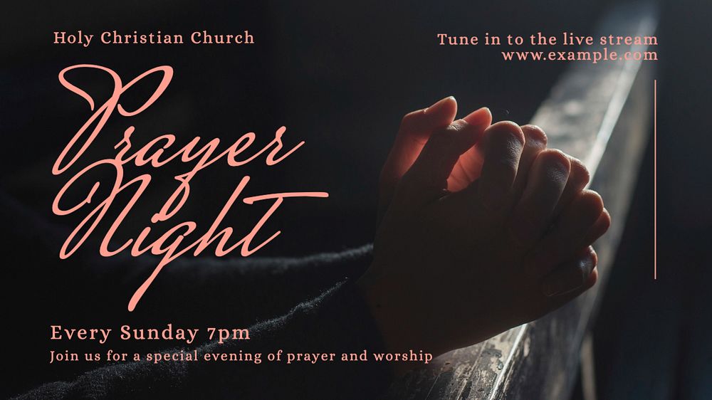 Prayer night blog banner template, editable text