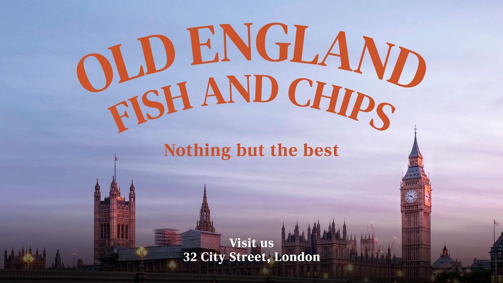 Fish and chips blog banner template, editable text