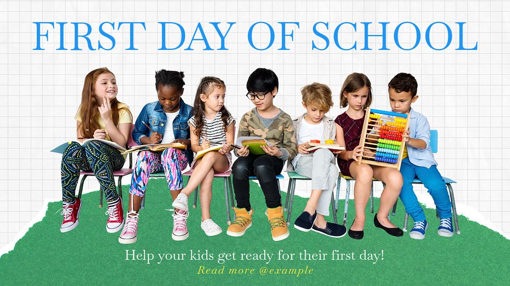 First school day blog banner template, editable text