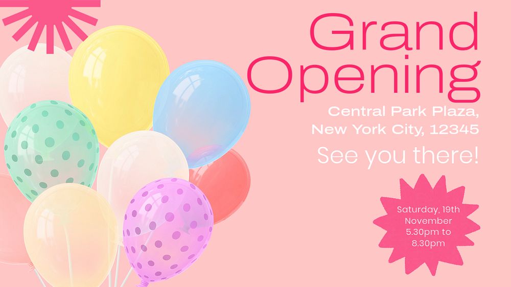 Grand opening  blog banner template, editable text