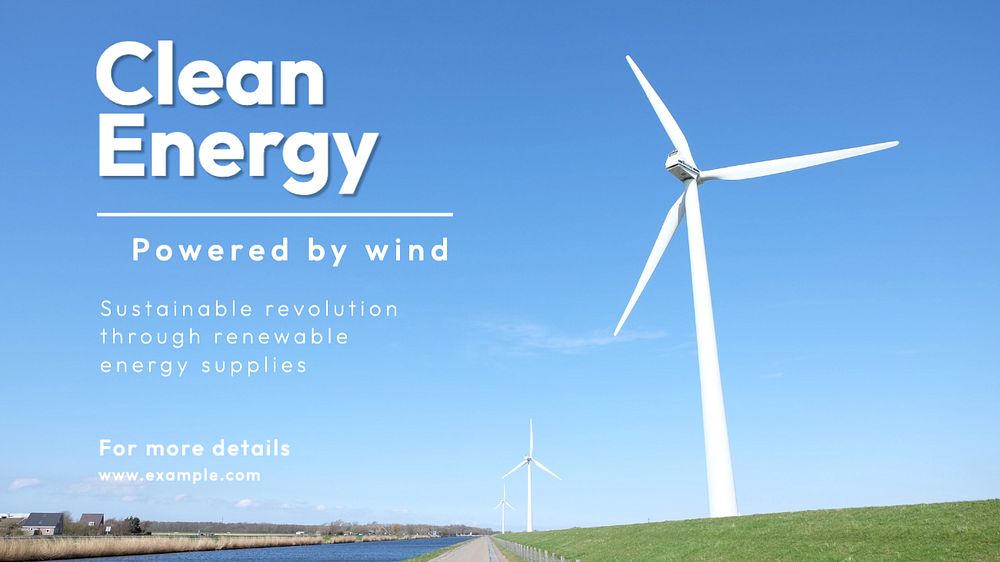 Clean energy  blog banner template, editable text