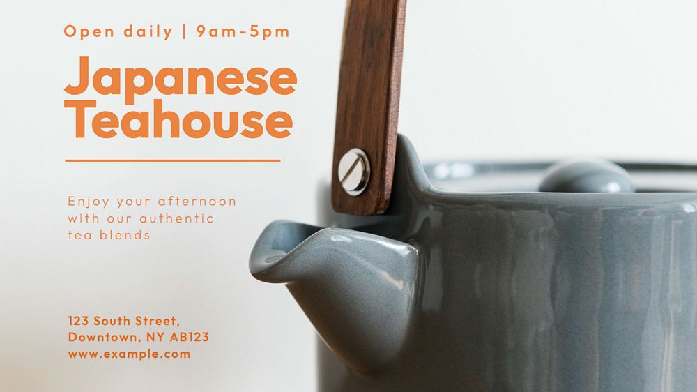 Japanese teahouse  blog banner template, editable text