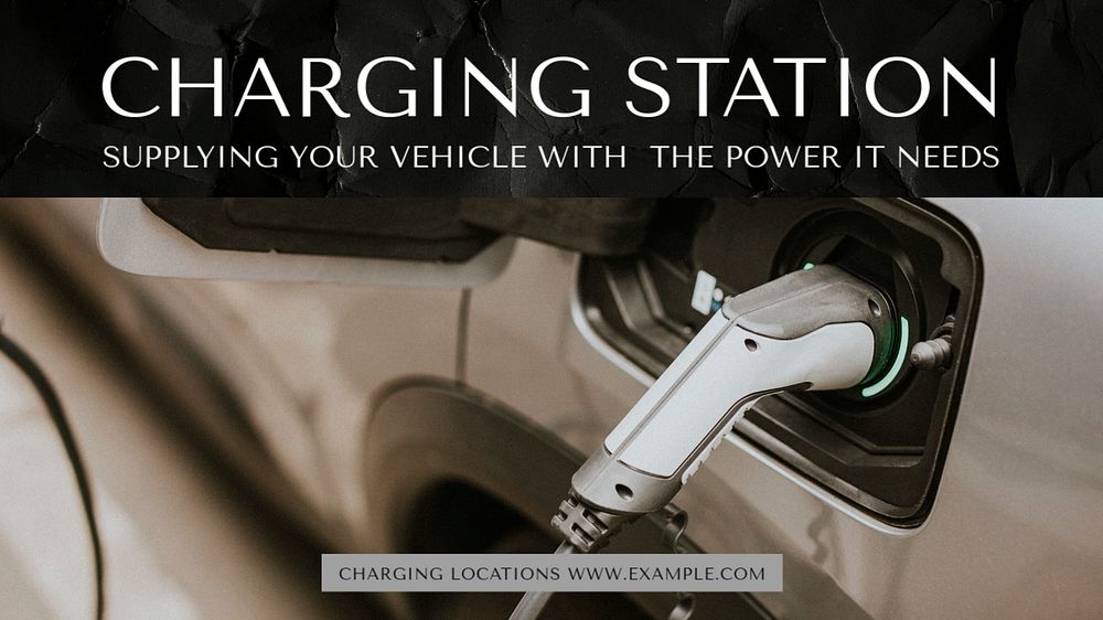 Charging station blog banner template, editable text