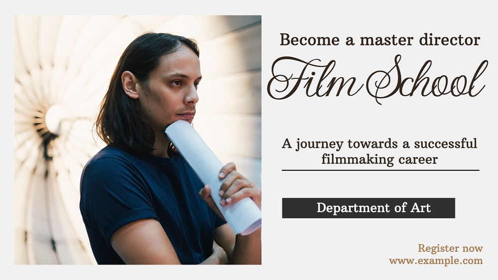 Film school blog banner template, editable text