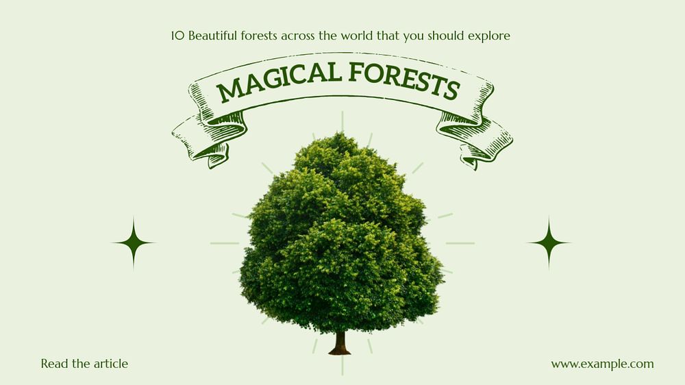 Magical forest blog banner template, editable text