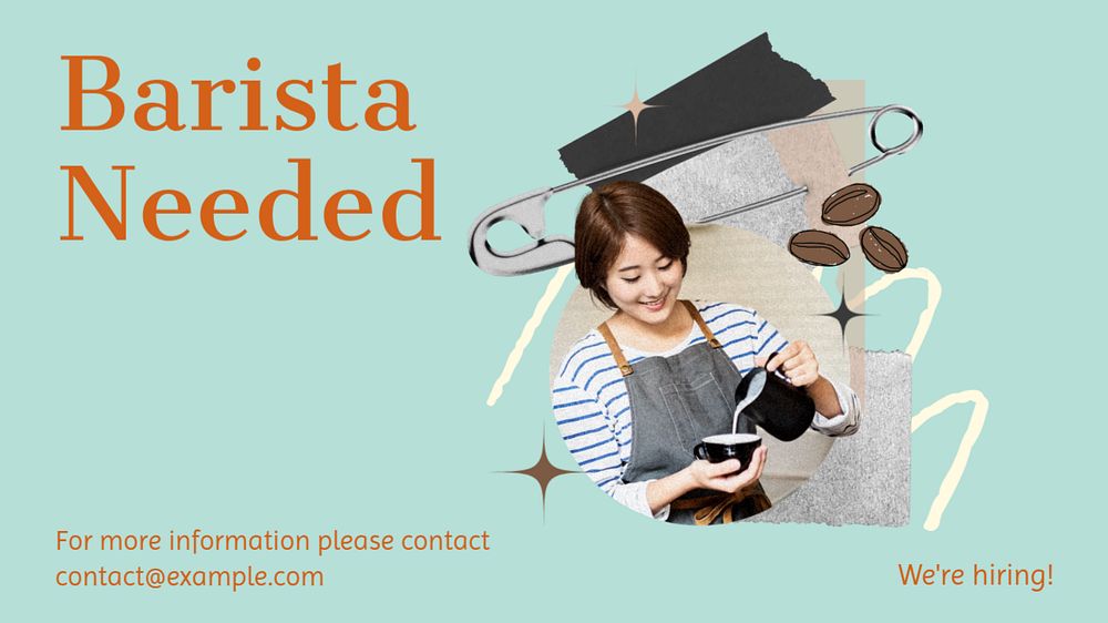 Barista needed blog banner template, editable text