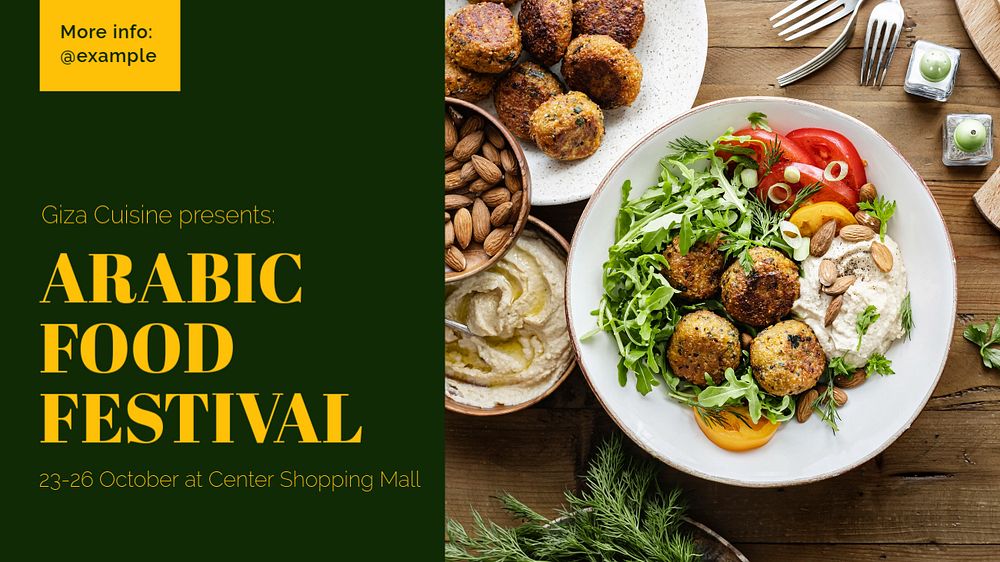 Arabic food festival blog banner template, editable text