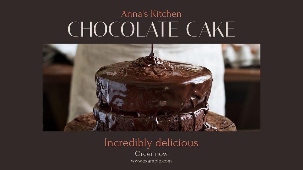 Chocolate cake  blog banner template, editable text