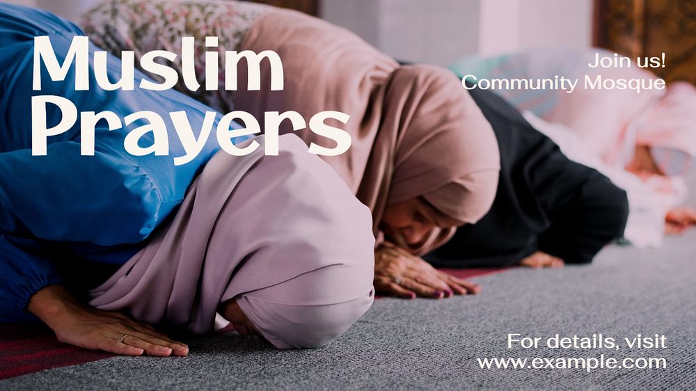 Muslim prayers blog banner template, editable text