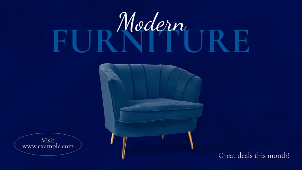 Modern furniture blog banner template, editable text