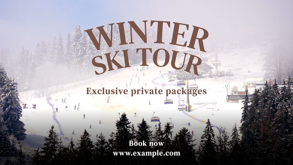 Winter ski tour blog banner template, editable text