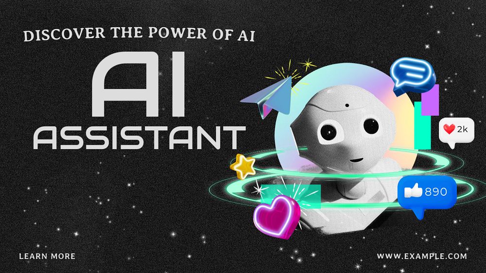 AI assistant blog banner template, editable text