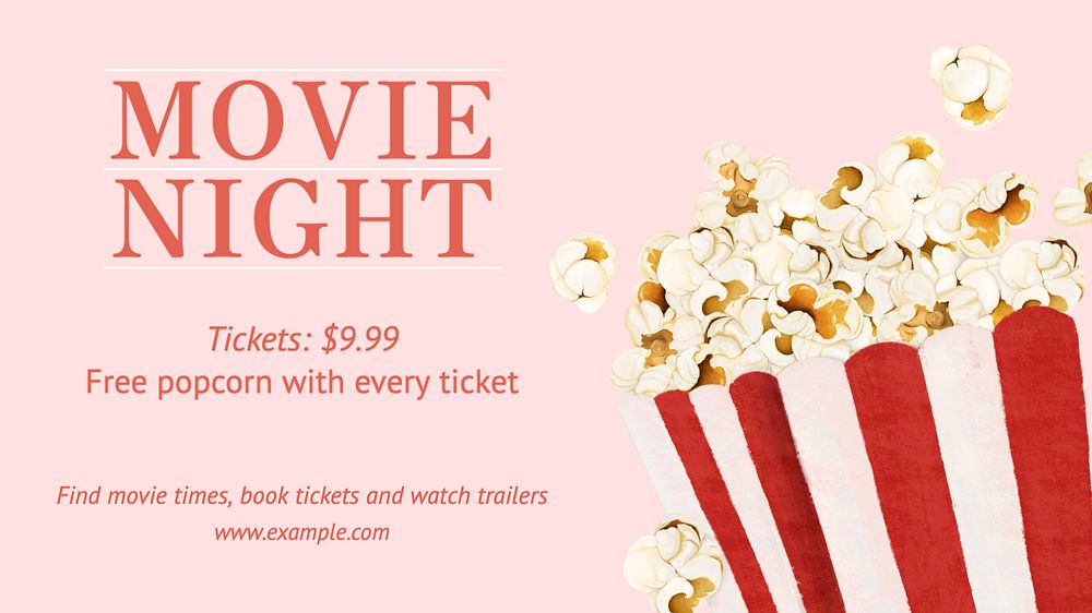 Movie night blog banner template, editable text