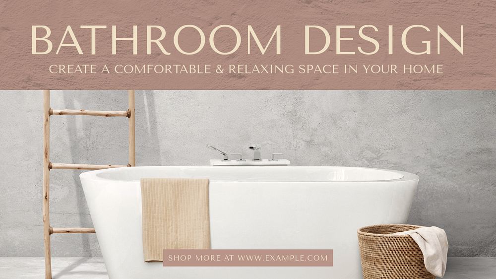 Bathroom design  blog banner template, editable text