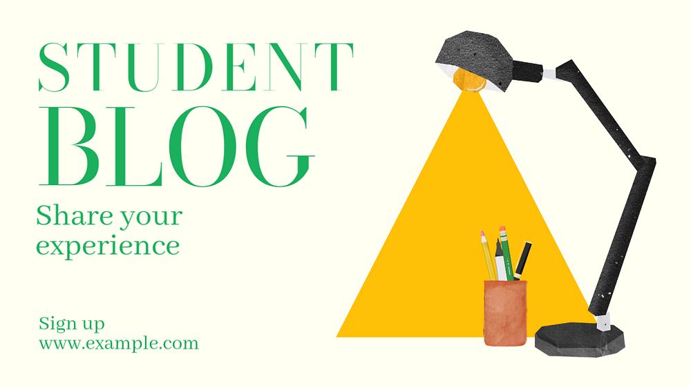 Student blog blog banner template, editable text