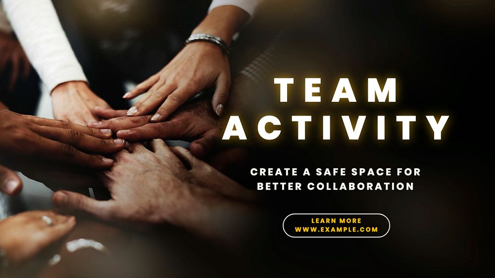 Team activity blog banner template, editable text