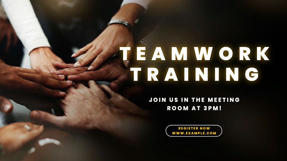 Teamwork training blog banner template, editable text