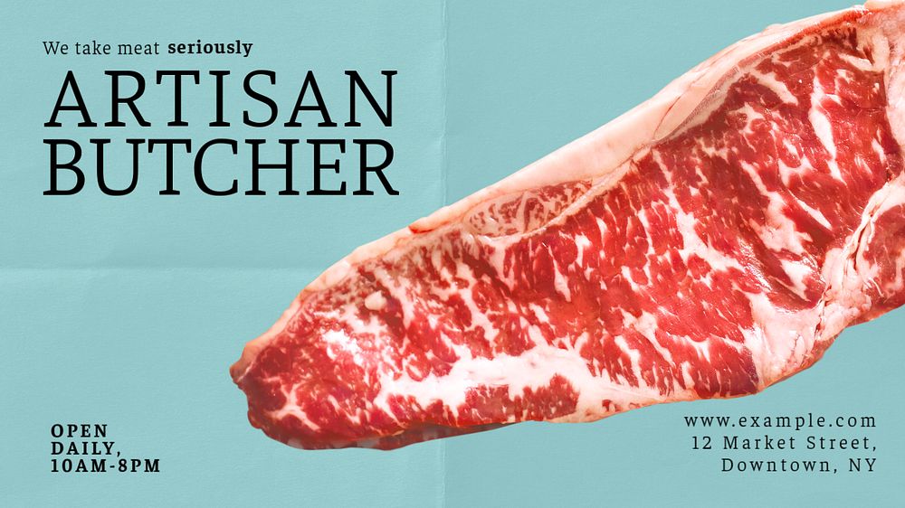 Artisan butcher blog banner template, editable text