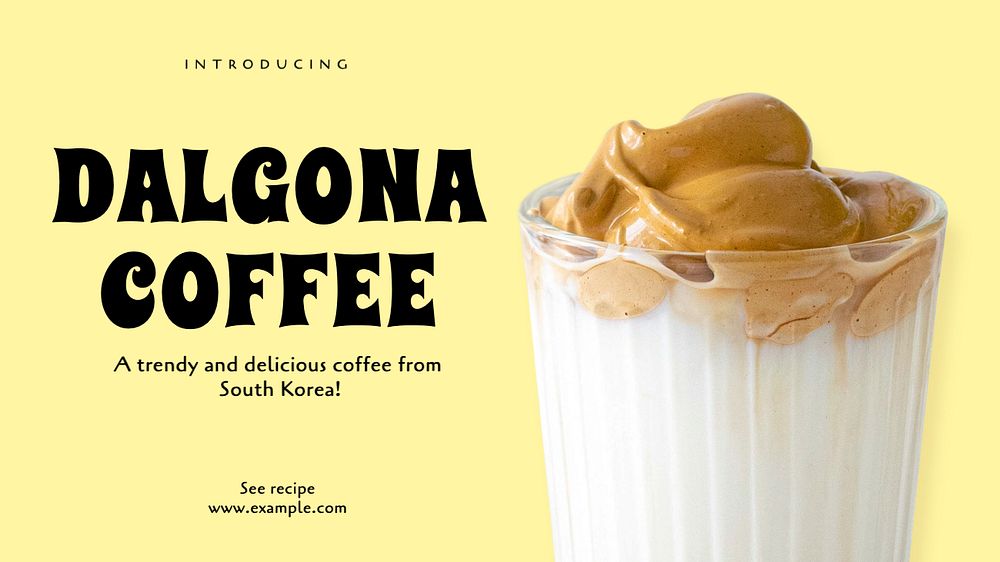 Dalgona coffee blog banner template, editable text