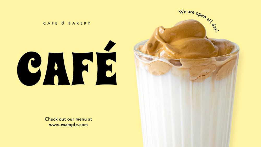 Cafe open blog banner template, editable text