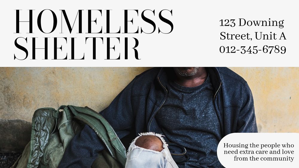 Homeless shelter volunteering blog banner template, editable text