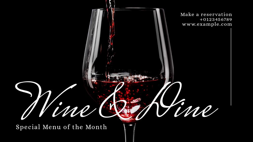 Wine & dine  blog banner template, editable text