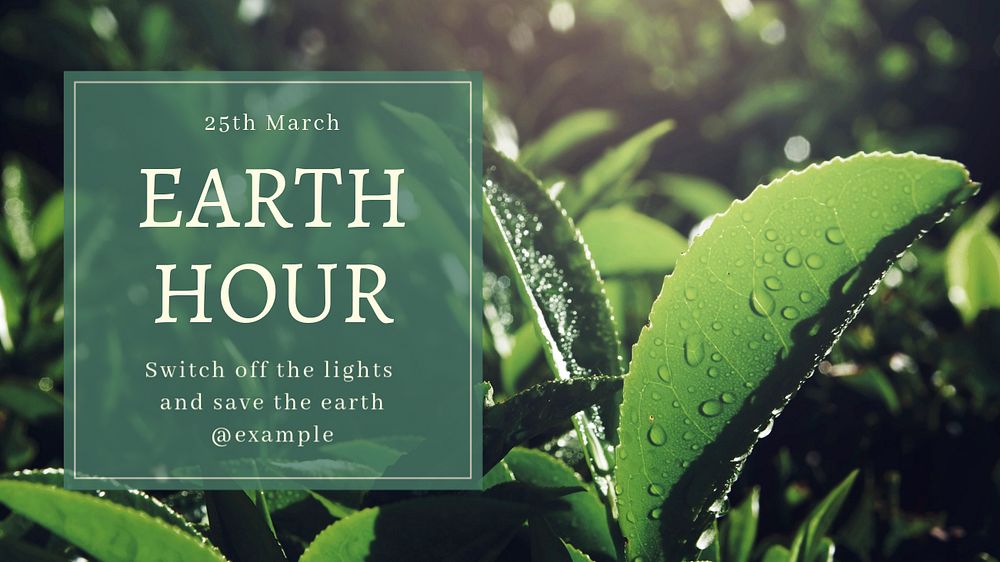 Earth hour  blog banner template, editable text