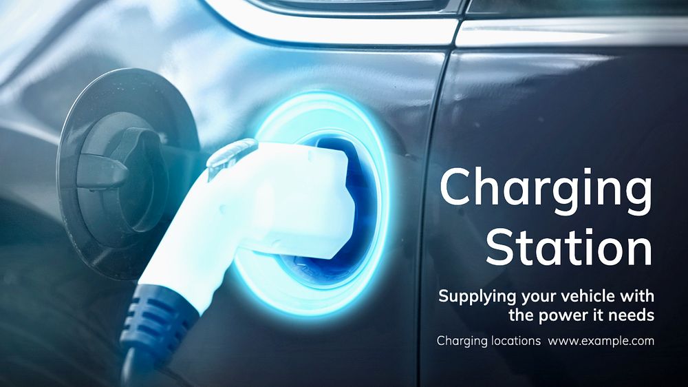 Charging station blog banner template, editable text