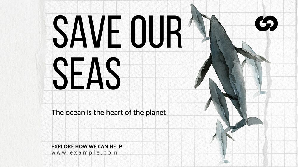 Save the seas  blog banner template, editable text