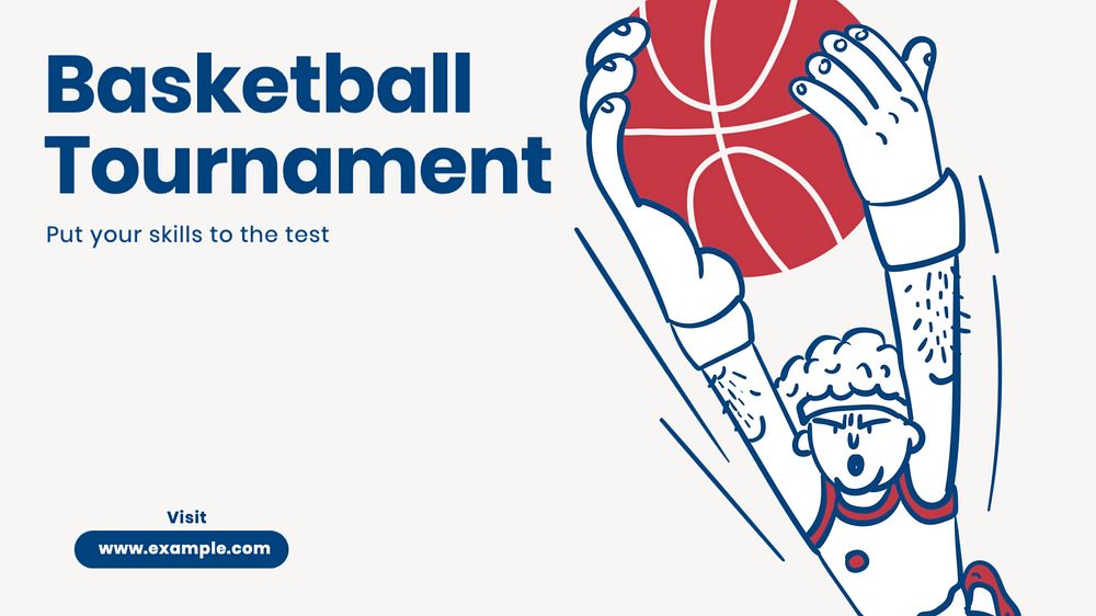 Basketball tournament  blog banner template, editable text