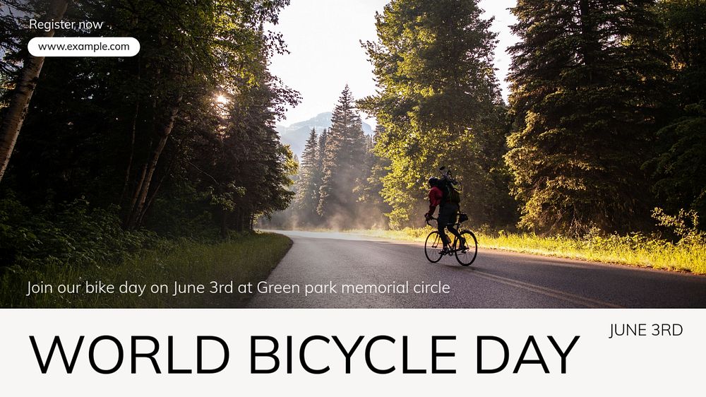 World bicycle day  blog banner template, editable text