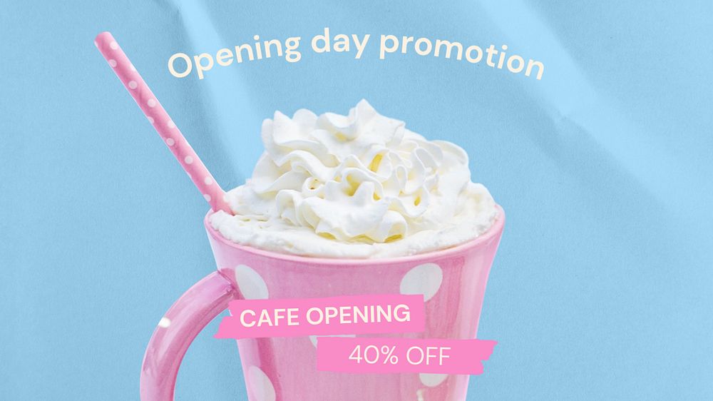 Cafe opening blog banner template, editable text