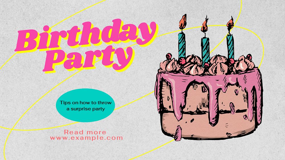 Surprise party  blog banner template, editable text