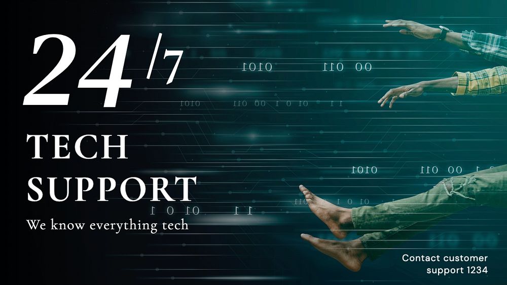 24/7 tech support blog banner template, editable text