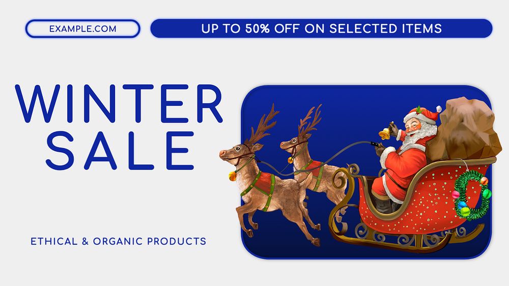 Winter sale  blog banner template, editable text